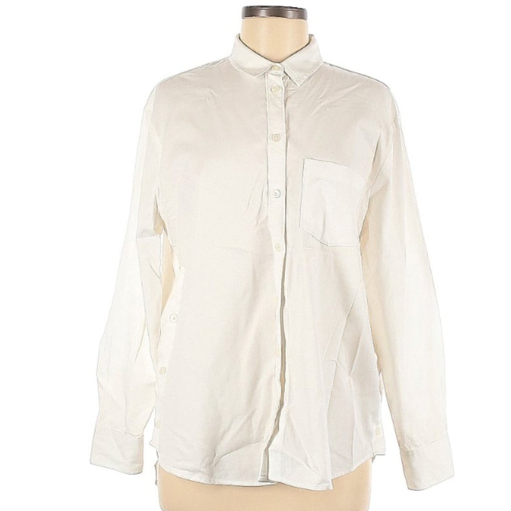 Madewell White Cotton Modal Button Down Shirt Size M